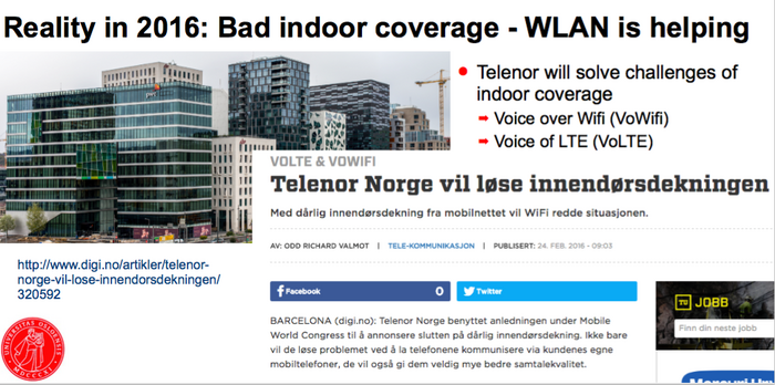 Bad indoor coverage, Example Oslo