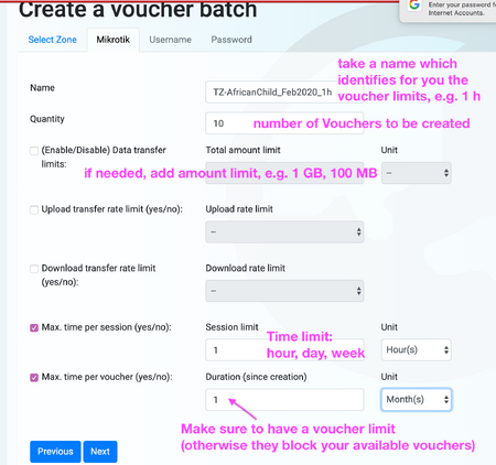 Voucher Limits